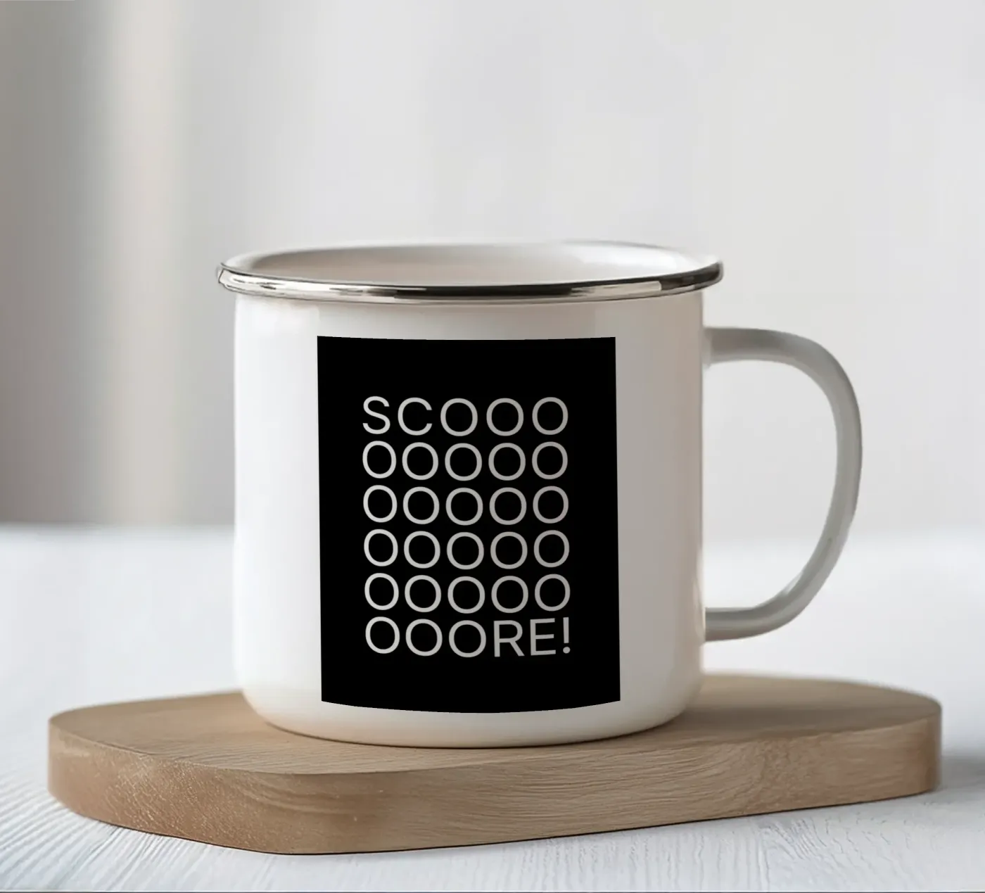 Score enamel mug by Orara Studio