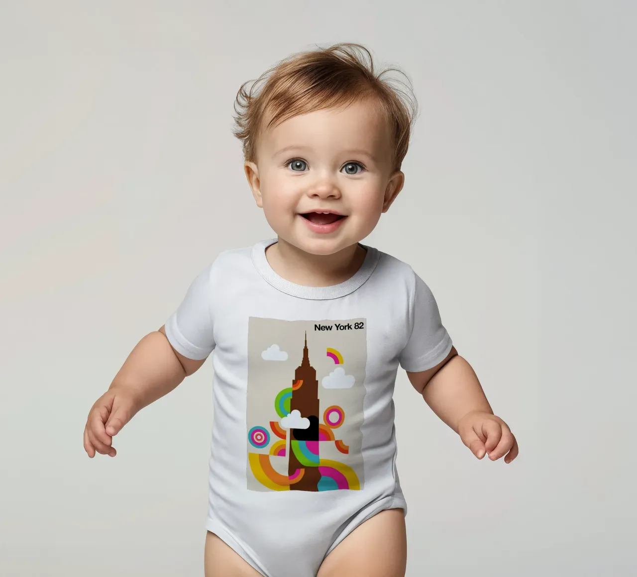 New York 82 short-sleeve baby romper by Bo Lundberg