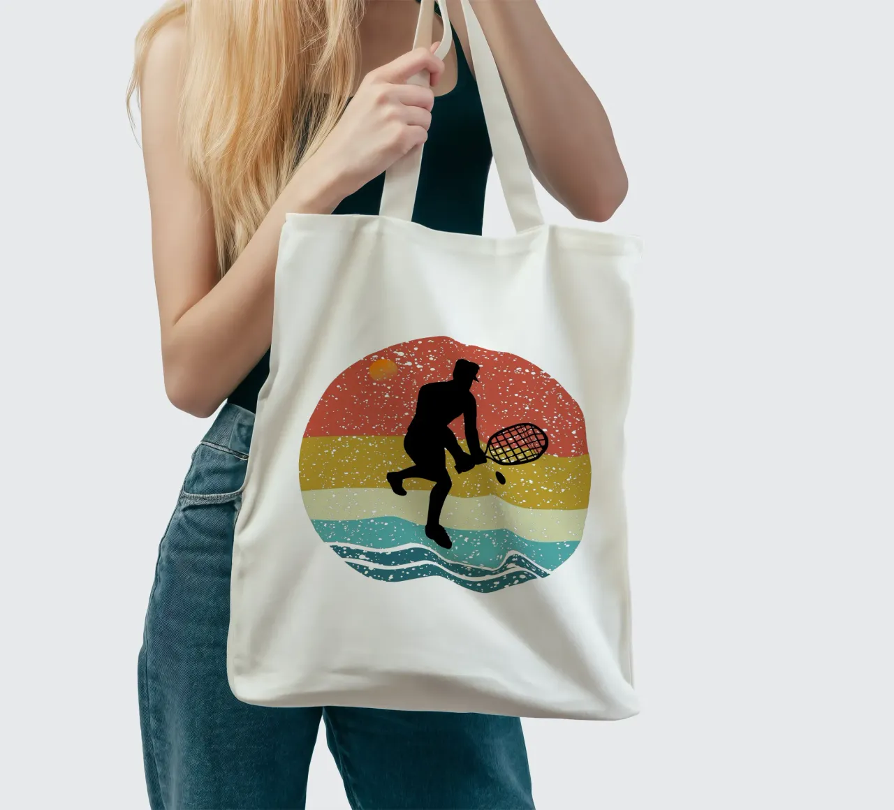 Tenis Shilouette Retro Design Jutebeutel von rivariahill