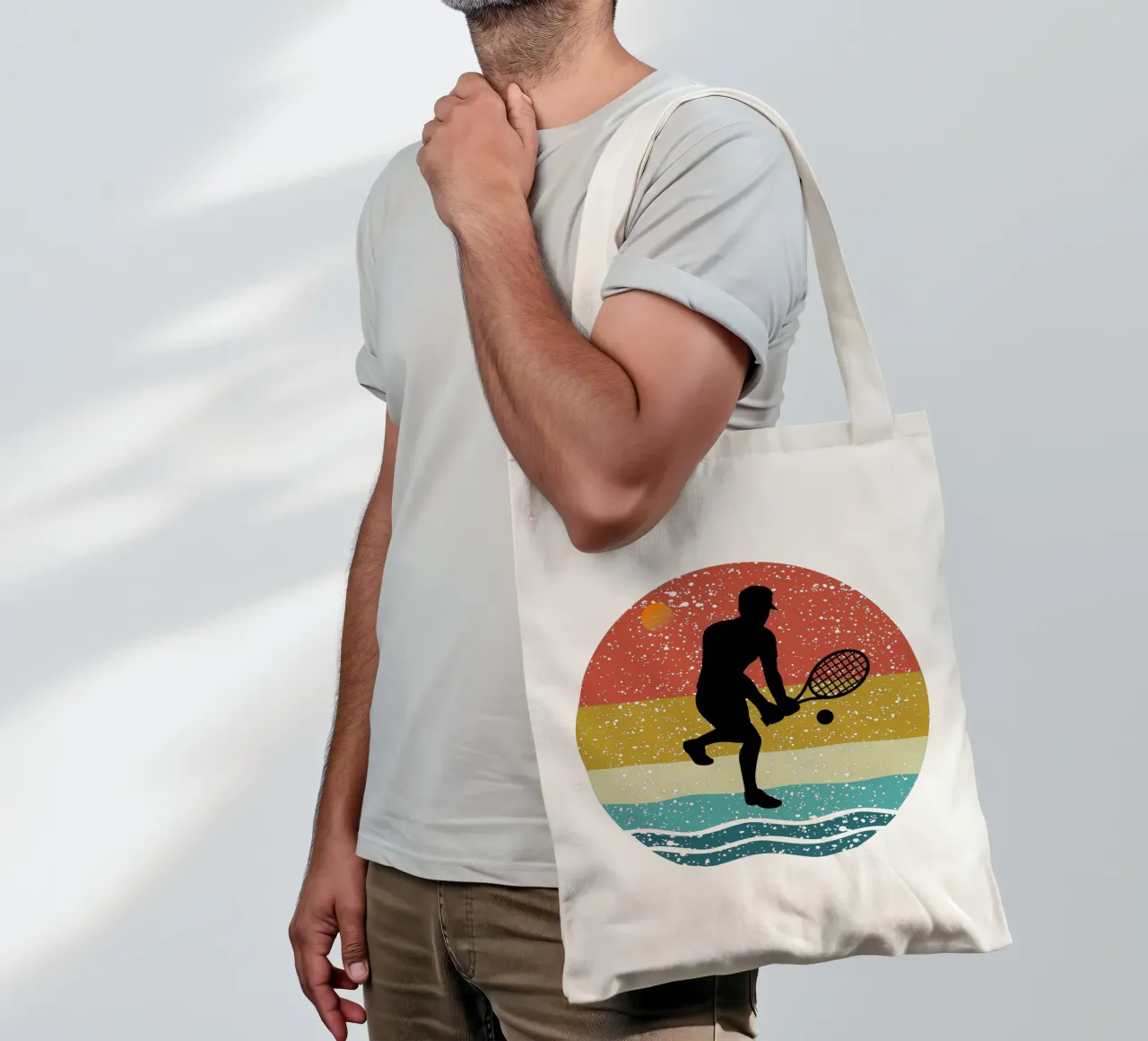 Tenis Shilouette Retro Design Jutebeutel von rivariahill