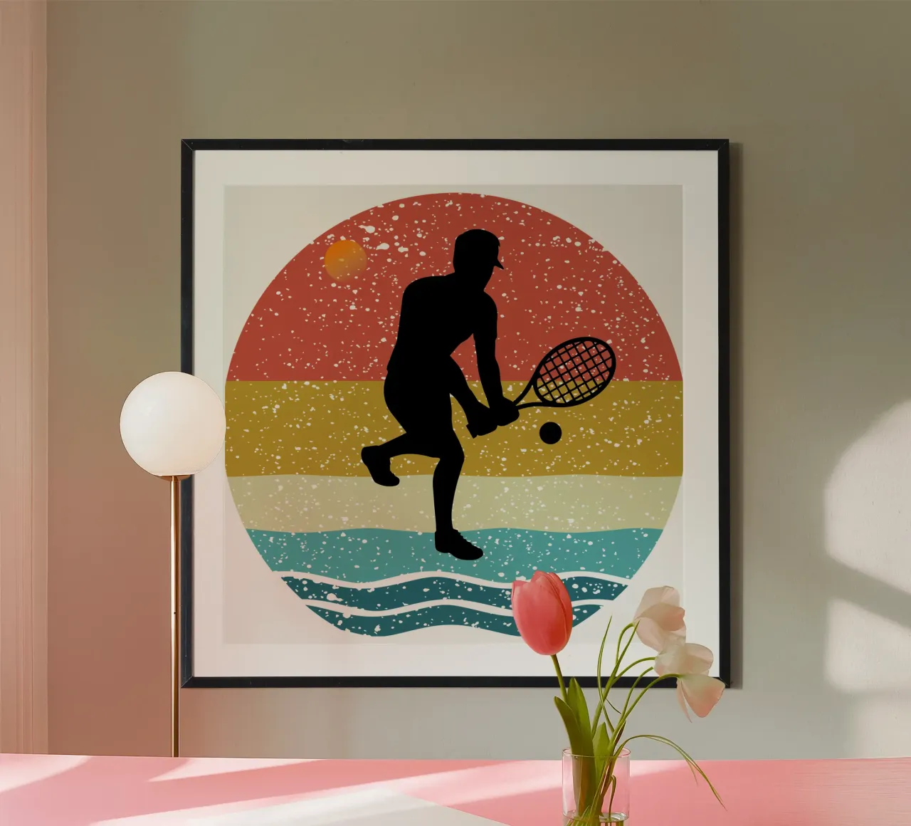 Tenis Shilouette Retro Design poster con telaio in plastica da rivariahill