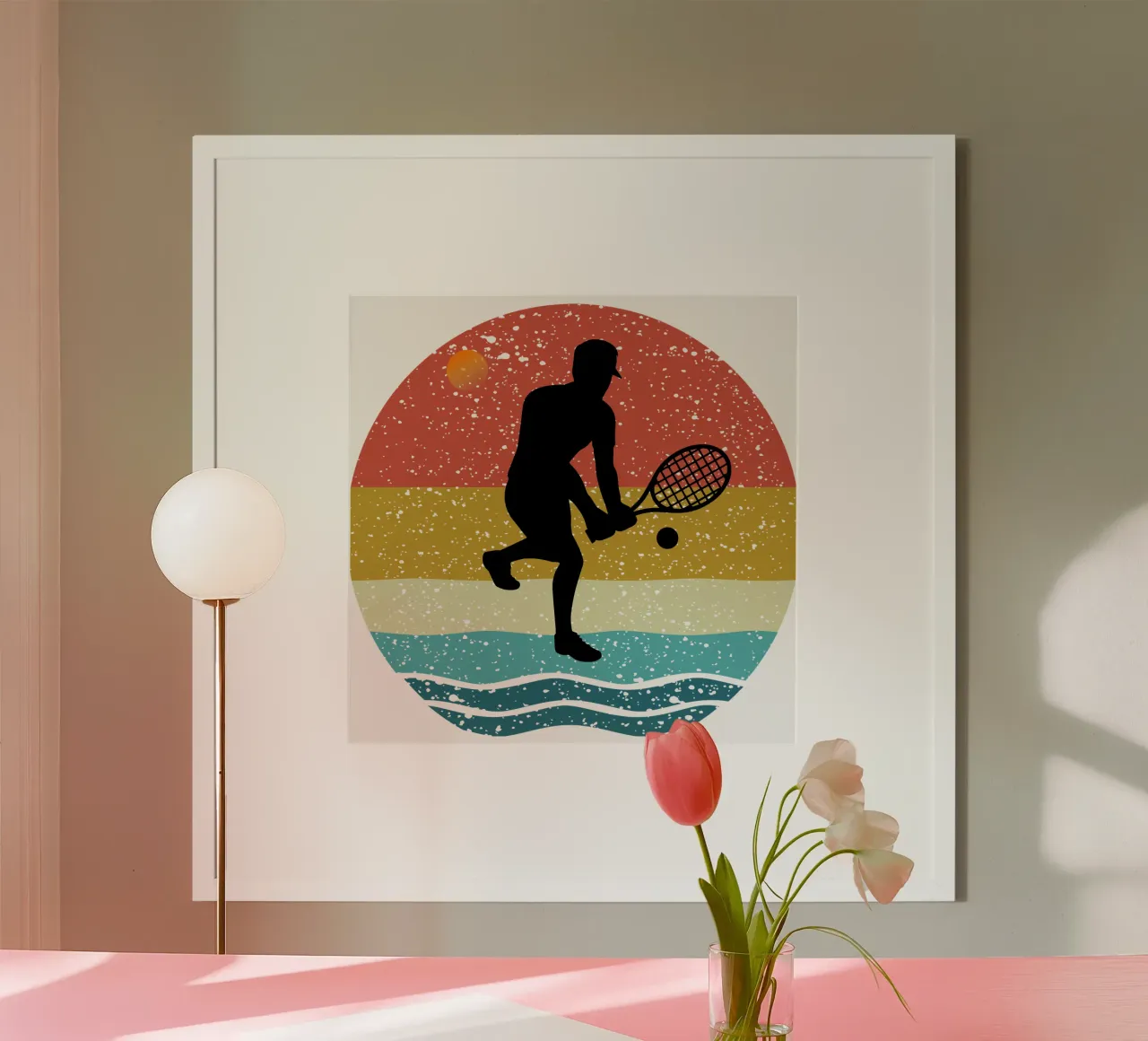 Tenis Shilouette Retro Design poster con telaio in plastica da rivariahill