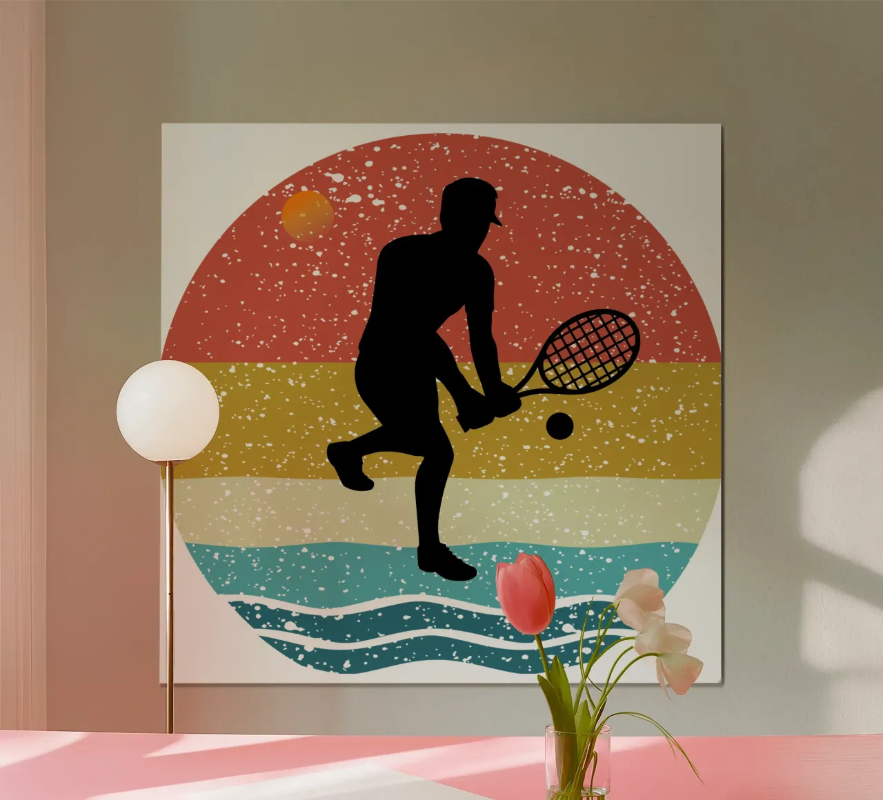 Tenis Shilouette Retro Design poster con telaio in plastica da rivariahill