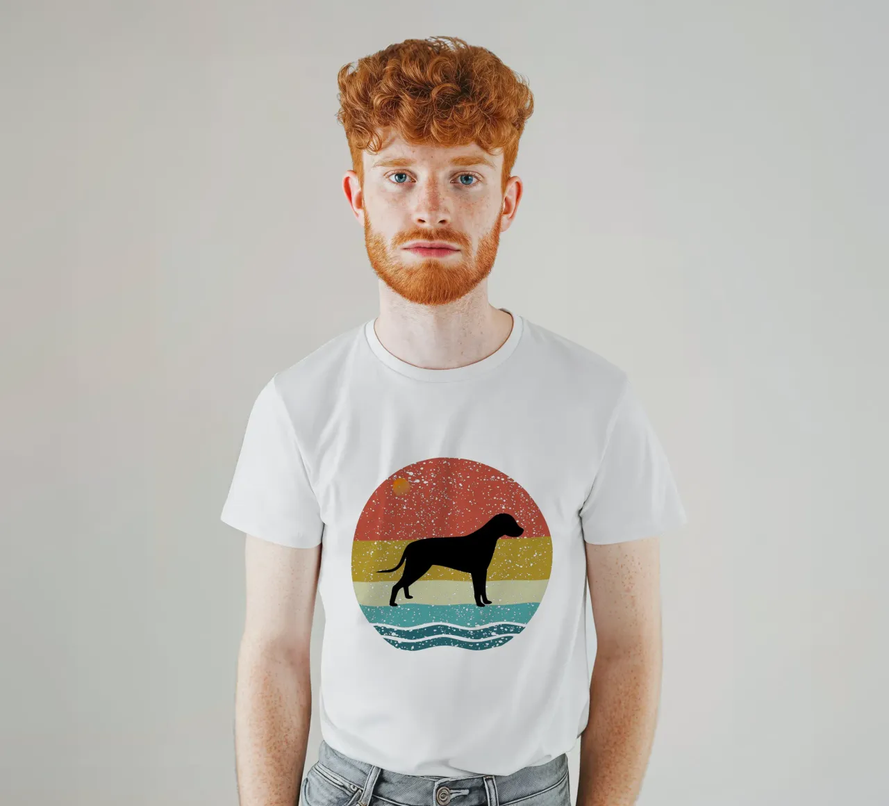beagle Shilouette Retro Design t-shirt da rivariahill