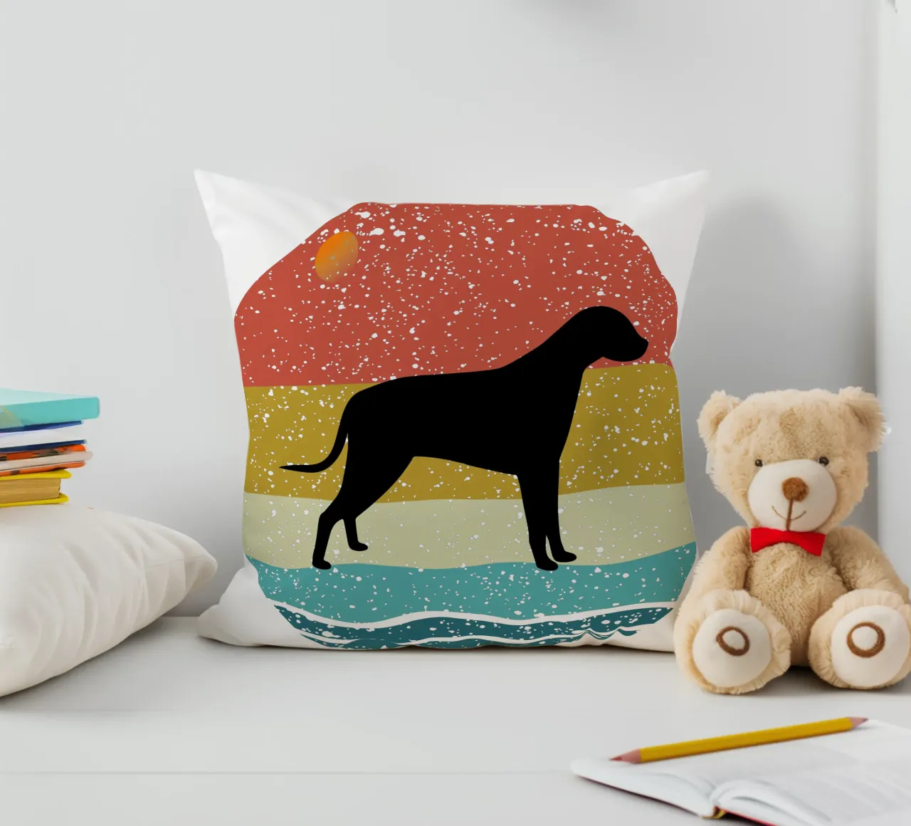 beagle Shilouette Retro Design cuscino da rivariahill