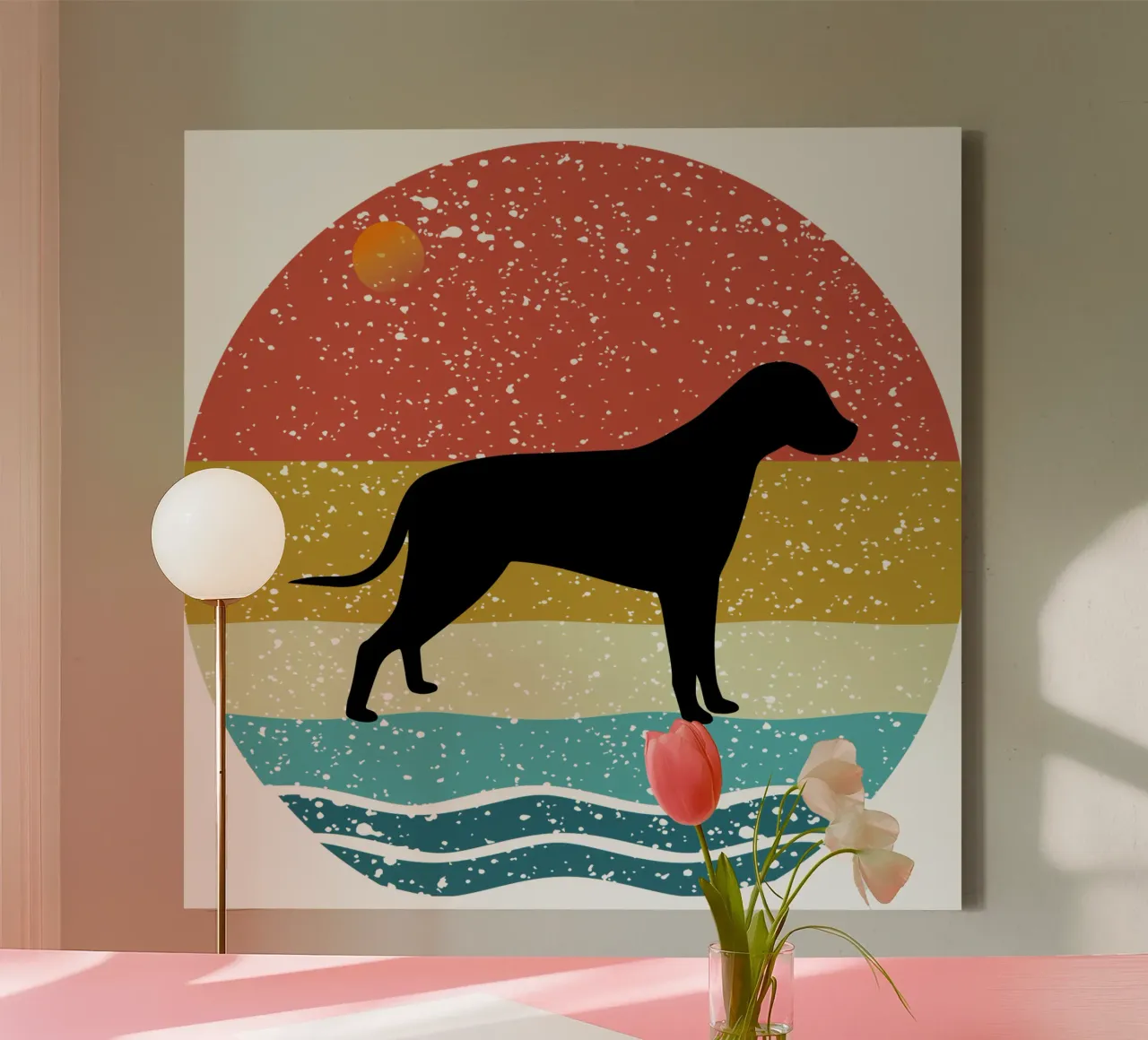beagle Shilouette Retro Ontwerp canvas van rivariahill