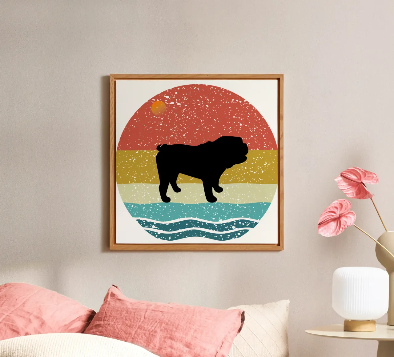 Bulldog Shilouette Design retrò alluminio dibond da rivariahill