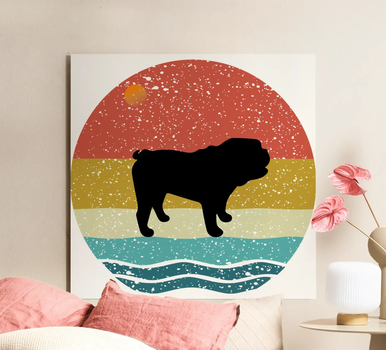 Bulldog Shilouette Design retrò alluminio dibond da rivariahill