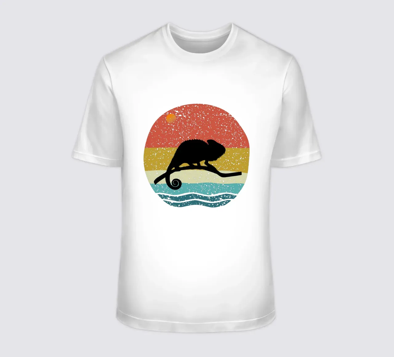 Chameleon Shilouette Retro Design t-shirt by rivariahill