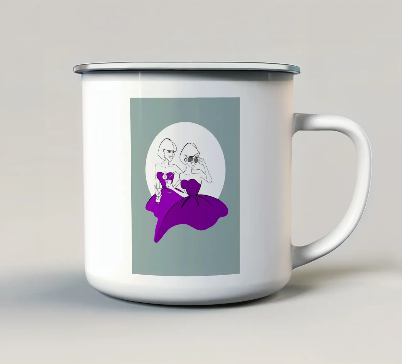 Girlfriends tazza in smalto da Kate Westworth