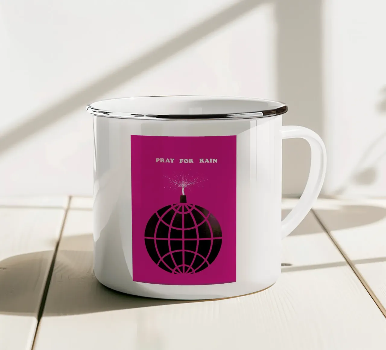 Pray For Rain tazza in smalto da Simboli Design