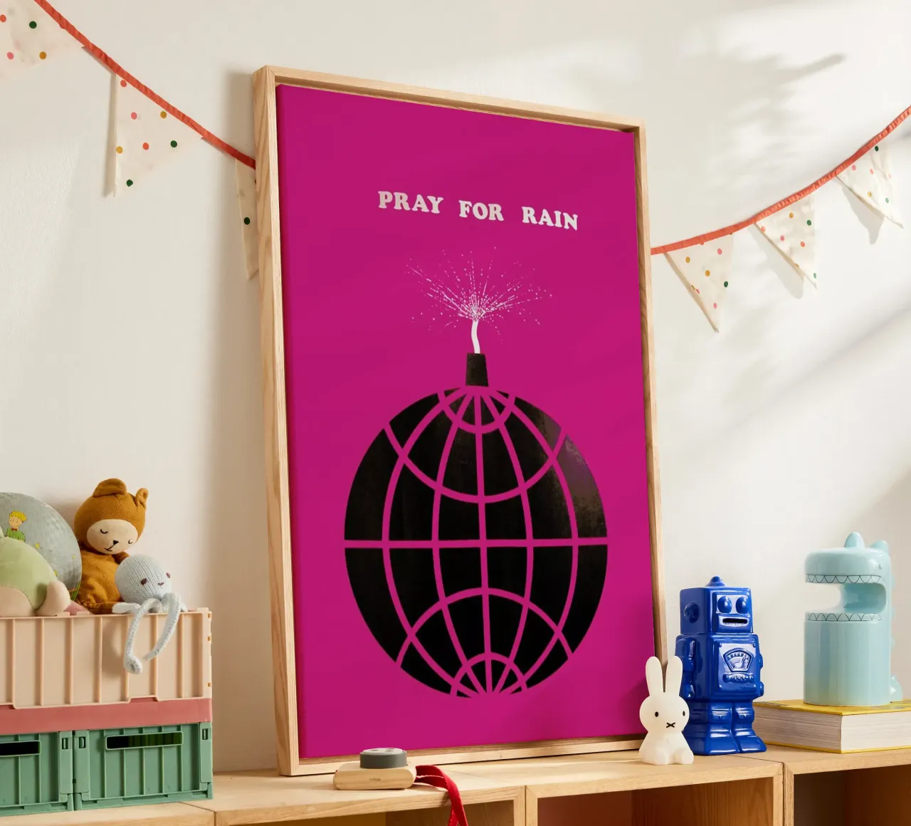Pray For Rain canvas with Floater frame by Simboli Design