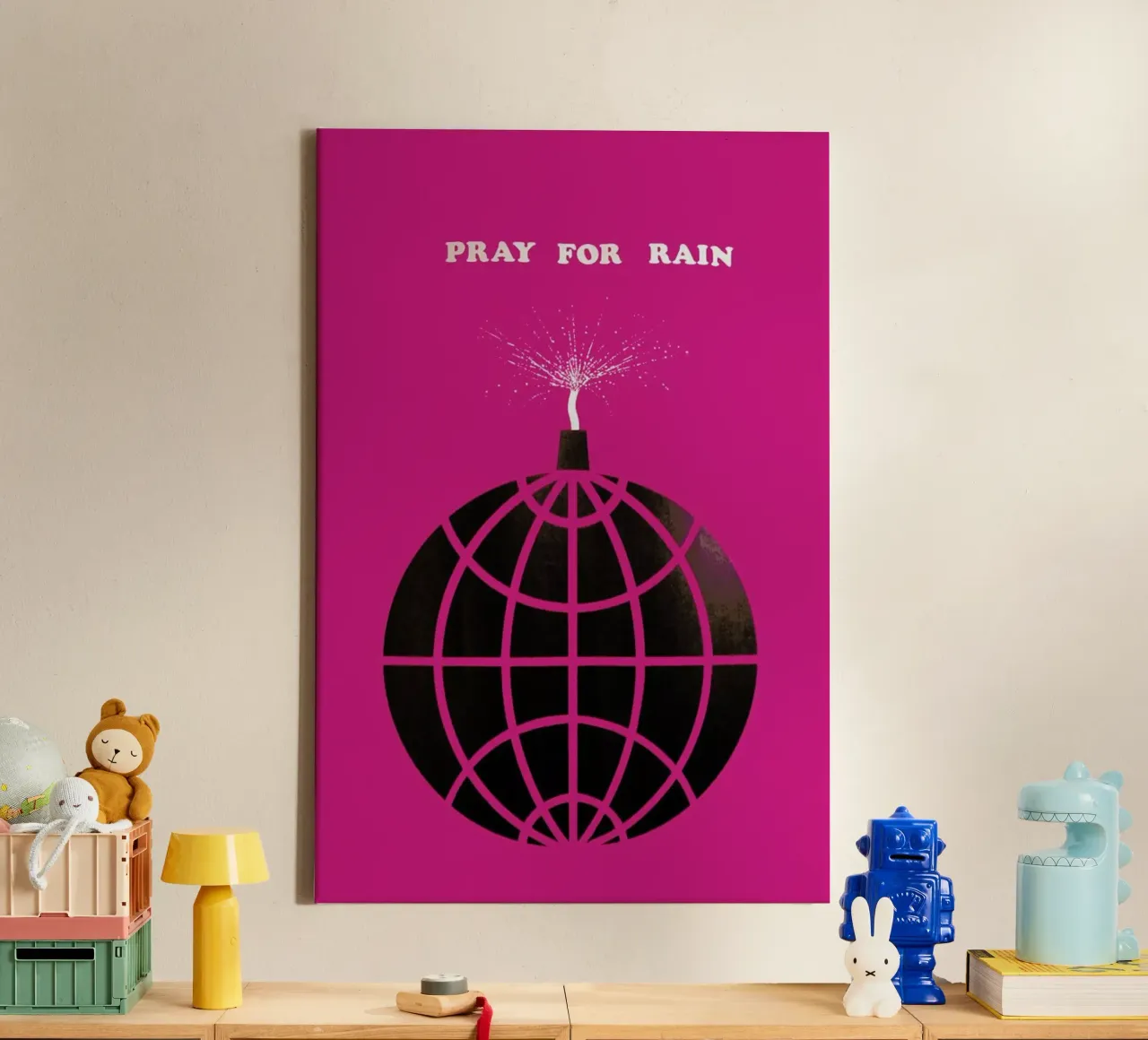 Pray For Rain canvas with Floater frame by Simboli Design