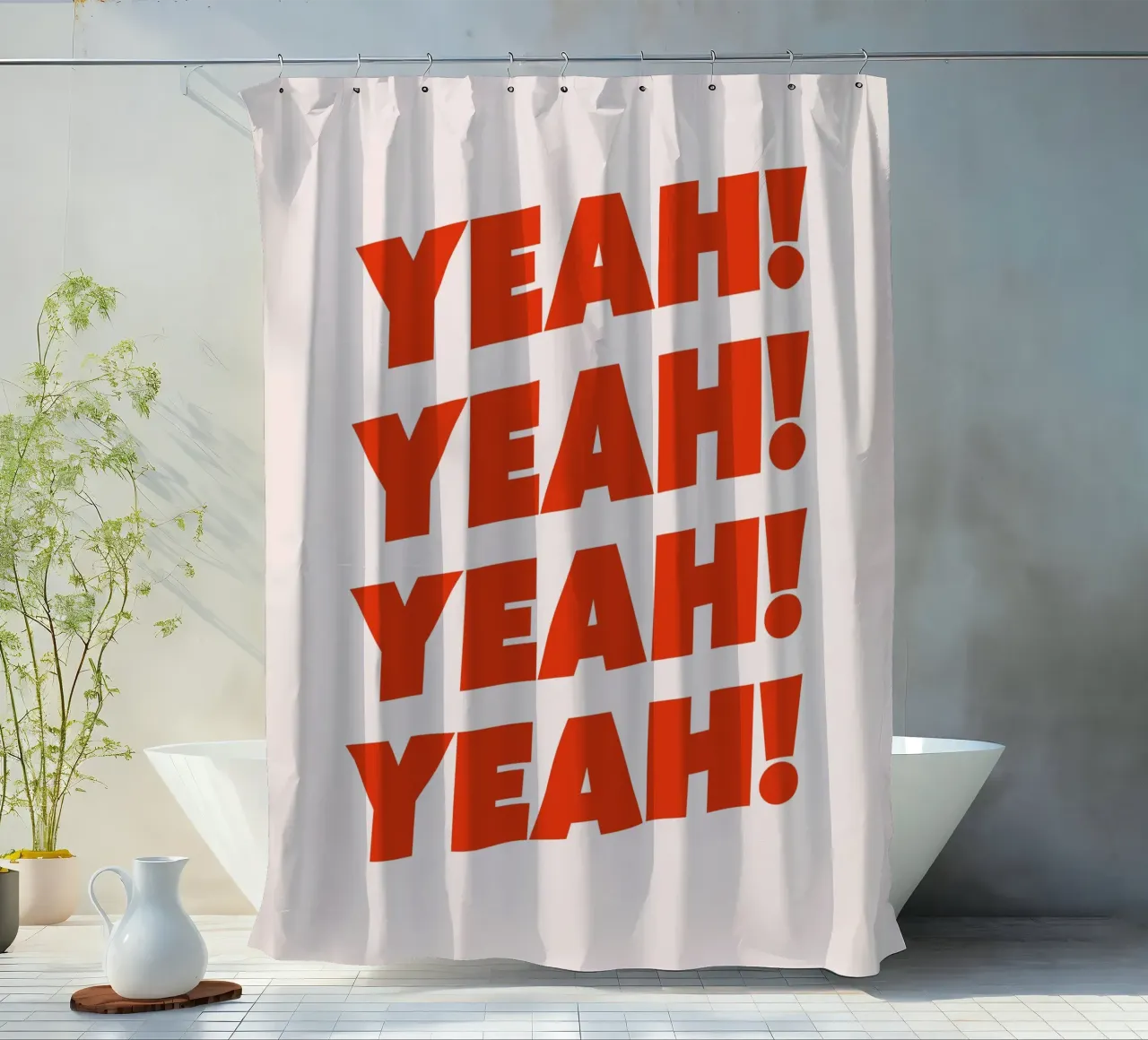 Yeah! shower curtain by Paigaam Studio
