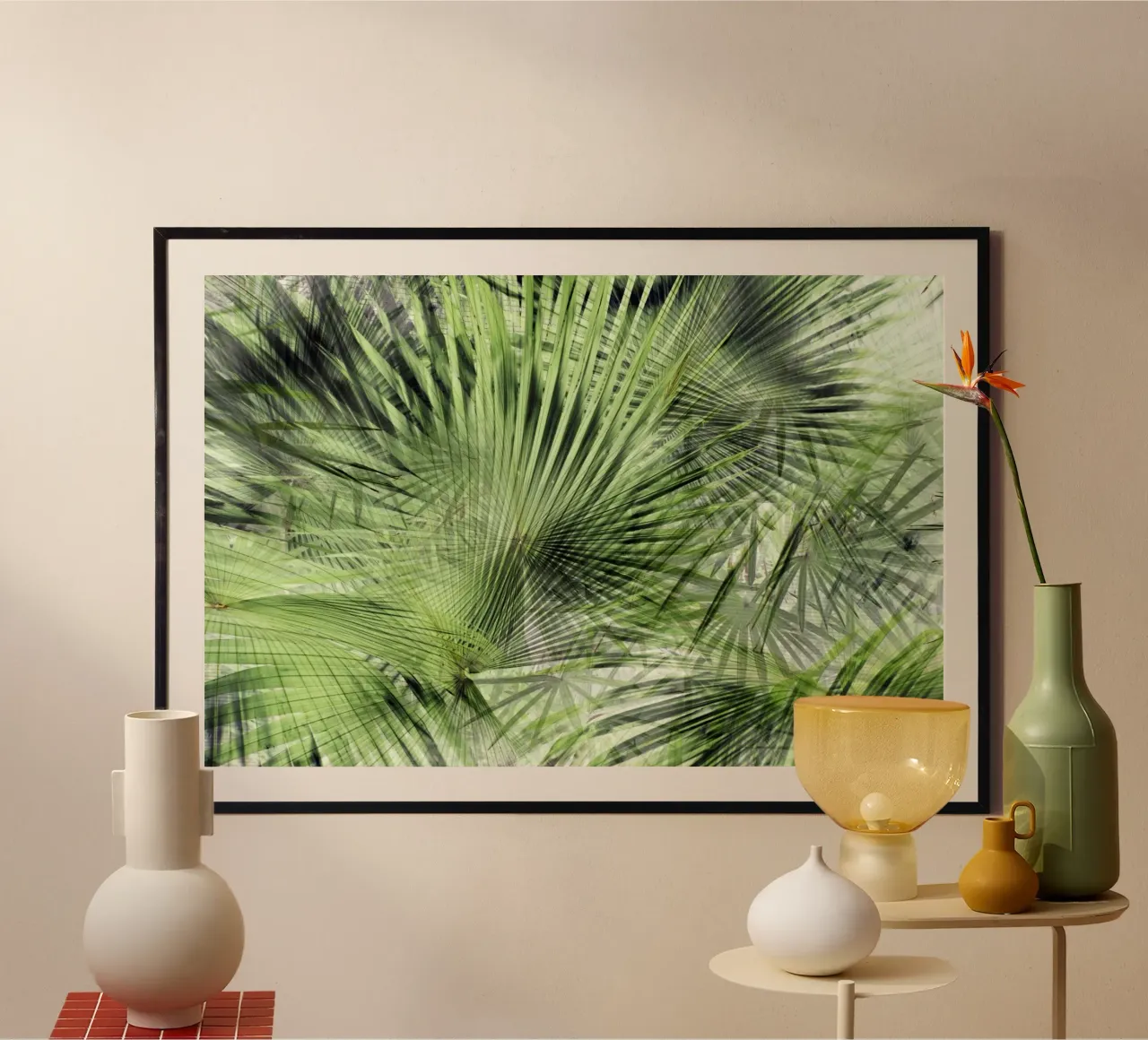 Palm Vibe 06 poster con telaio in alluminio da amini54
