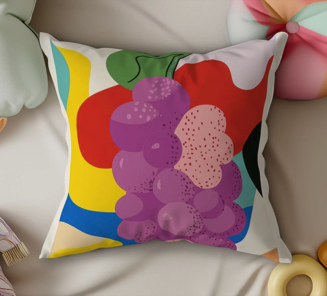 Uva colorata cuscino da Pop and Fruits - Affiches & posters