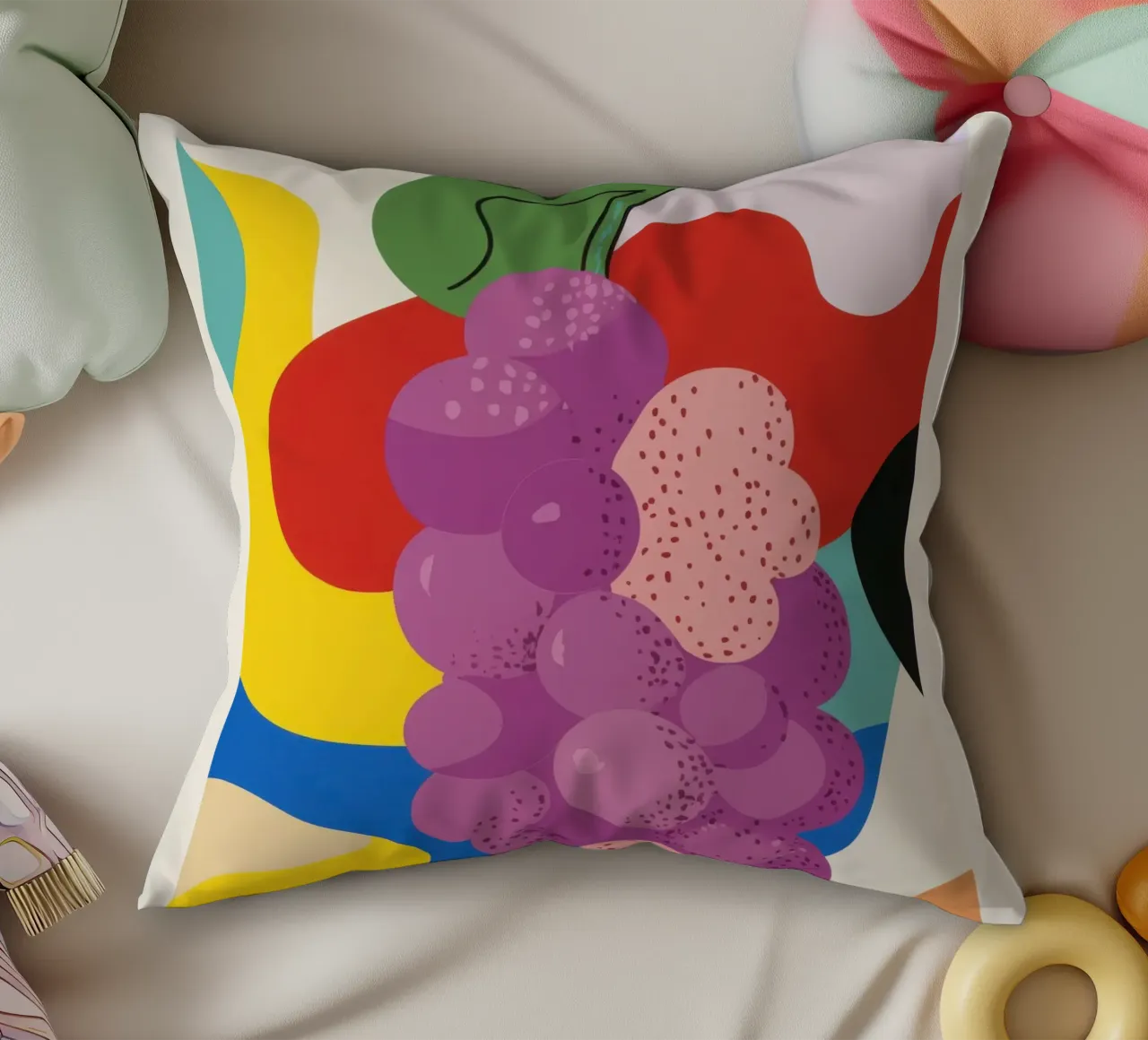 Gekleurde druiven kussen van Pop and Fruits - Affiches & posters