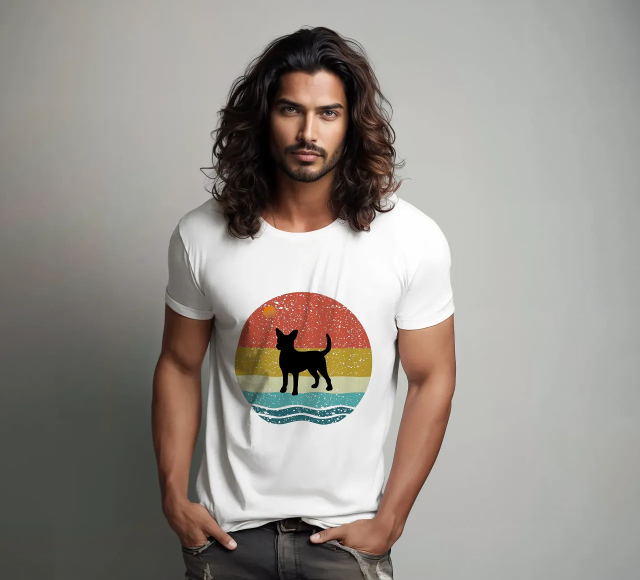 Chihuahua Shilouette Design retrò t-shirt da rivariahill