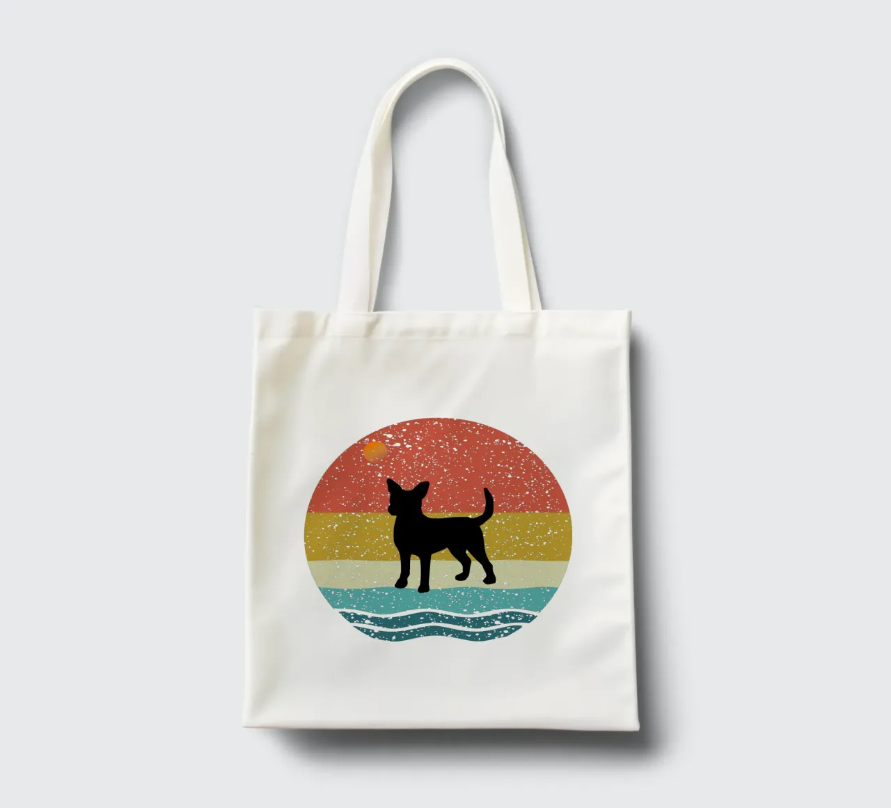 Chihuahua Shilouette Design retrò borsa in juta da rivariahill
