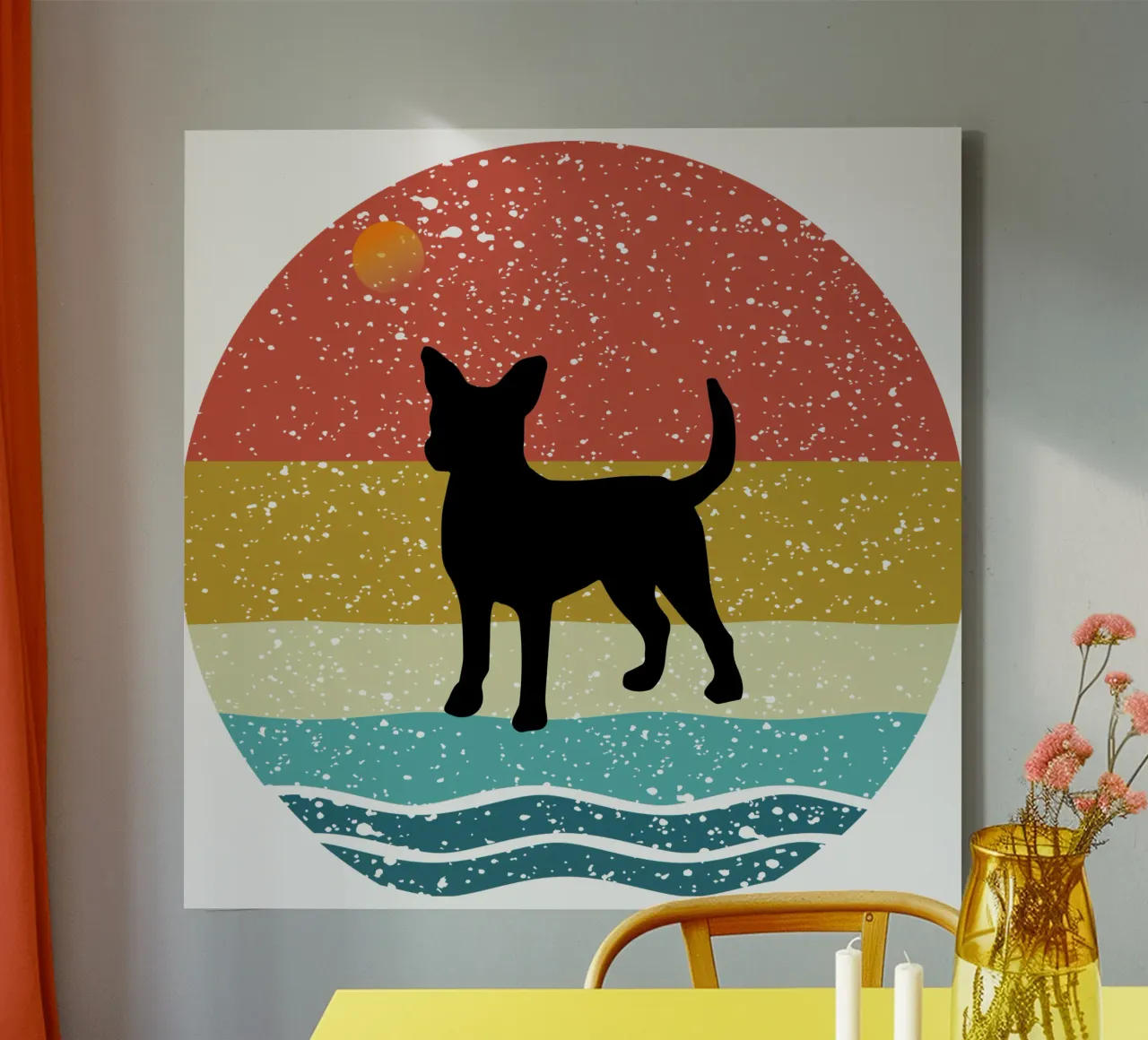 Chihuahua Shilouette Design retrò tela da rivariahill