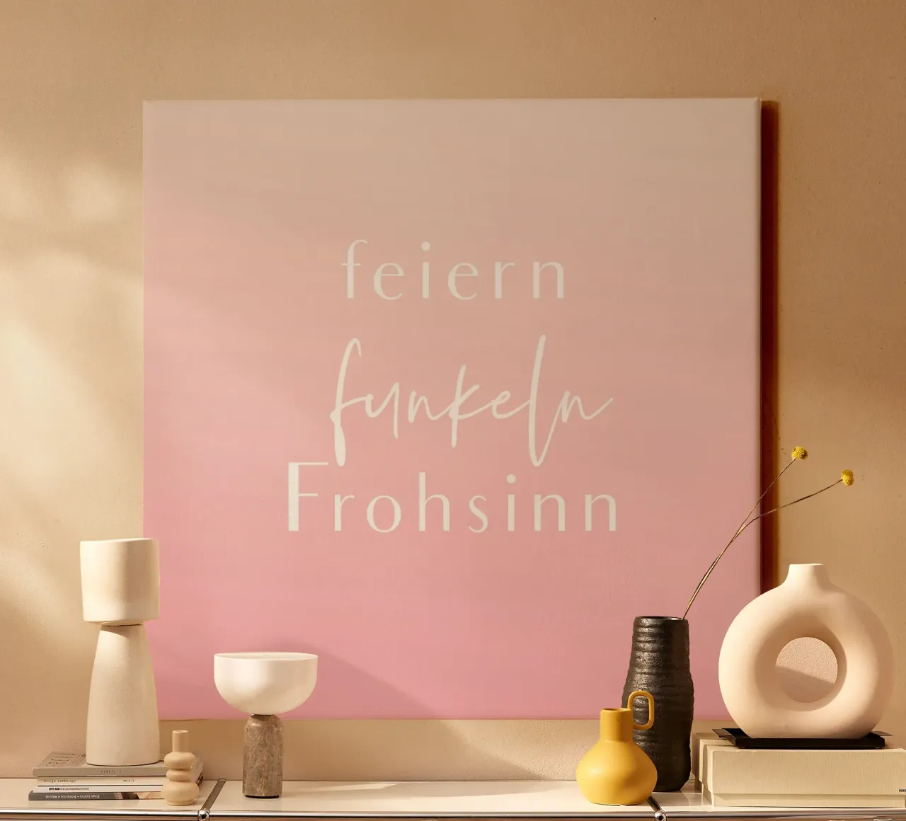 feiern funkeln Frohsinn Leinwand mit Schattenfugenrahmen von Sabrina Ziegenhorn