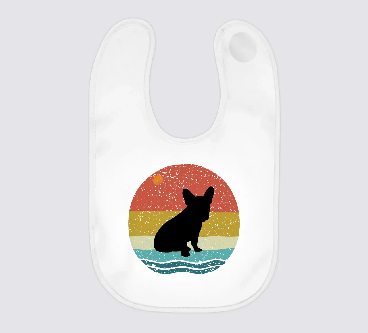 Bulldog francese Shilouette Design retrò bavaglino da rivariahill