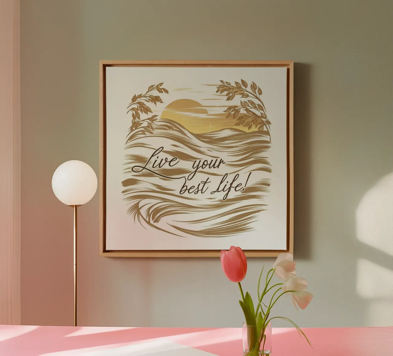 Orizzonte d'oro tela con Cornice a cassetta da inspirational quote