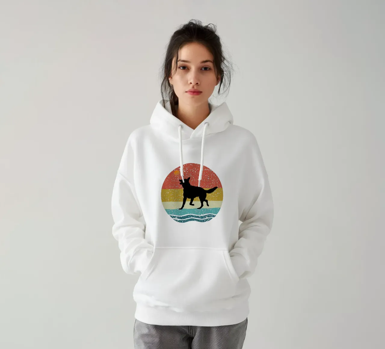 German Sheperd Shilouette retro design felpa con cappuccio da rivariahill