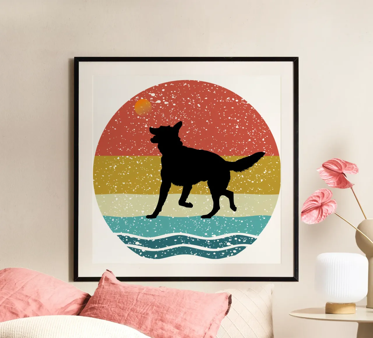 Duitse herder Shilouette retro ontwerp poster van rivariahill