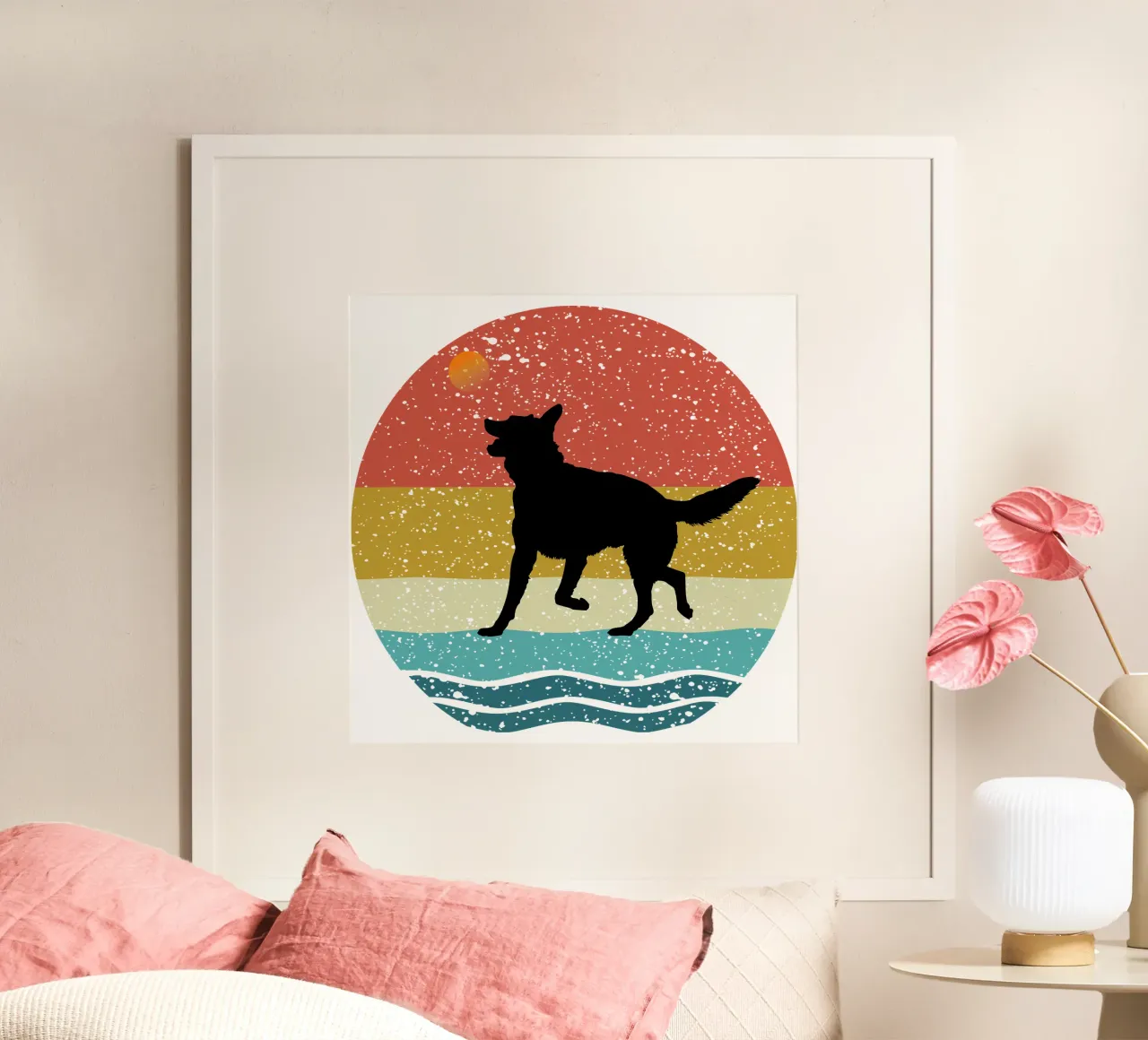 Duitse herder Shilouette retro ontwerp poster van rivariahill
