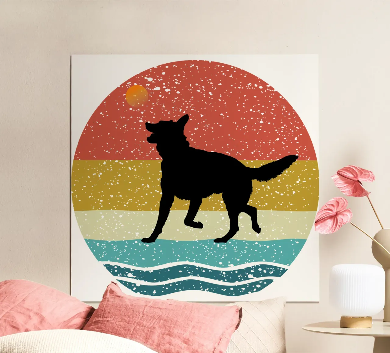 Duitse herder Shilouette retro ontwerp poster van rivariahill