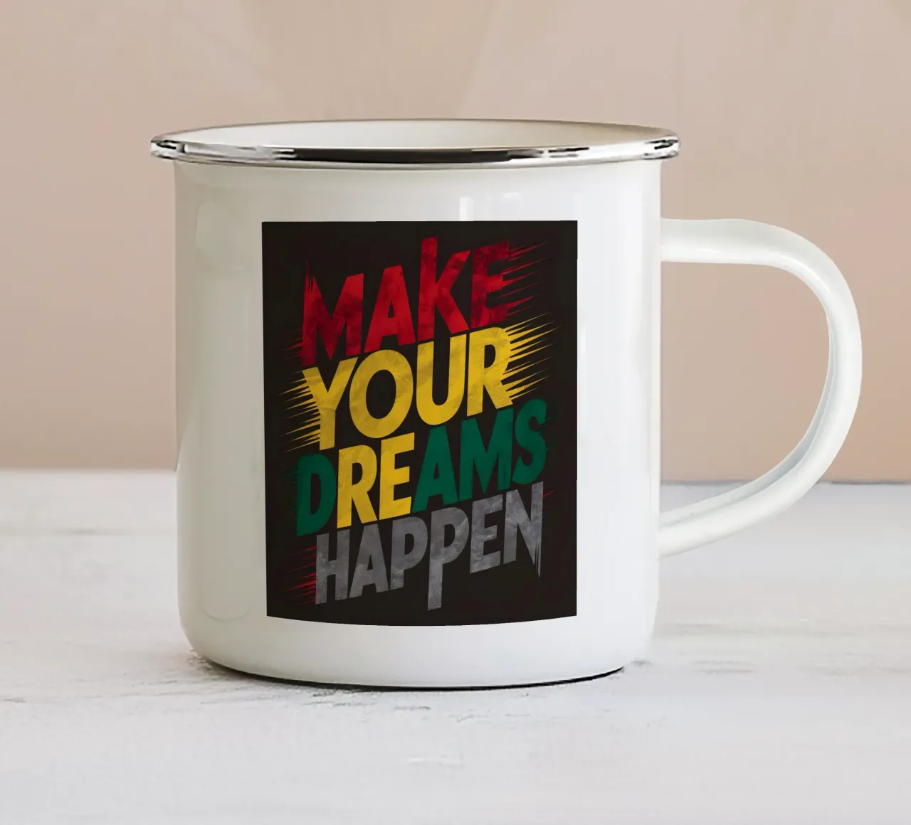 Realizzare i propri sogni tazza in smalto da inspirational quote
