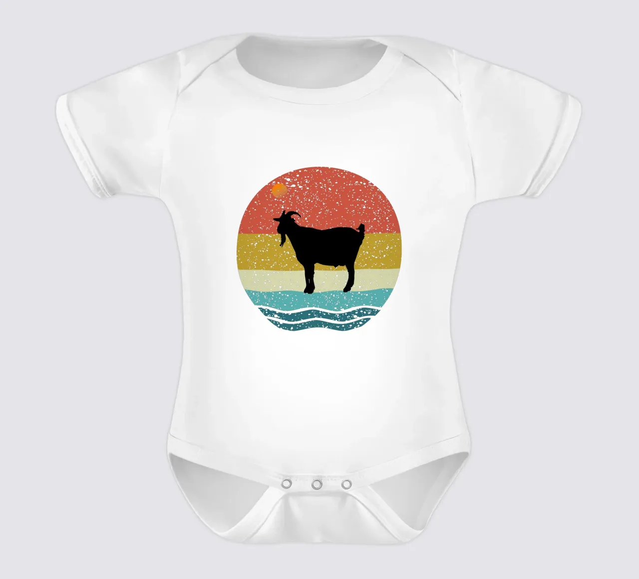 Capra Shilouette design retrò body neonato maniche corte da rivariahill