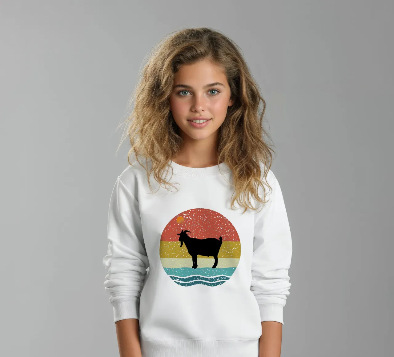 Capra Shilouette design retrò felpa bambino da rivariahill