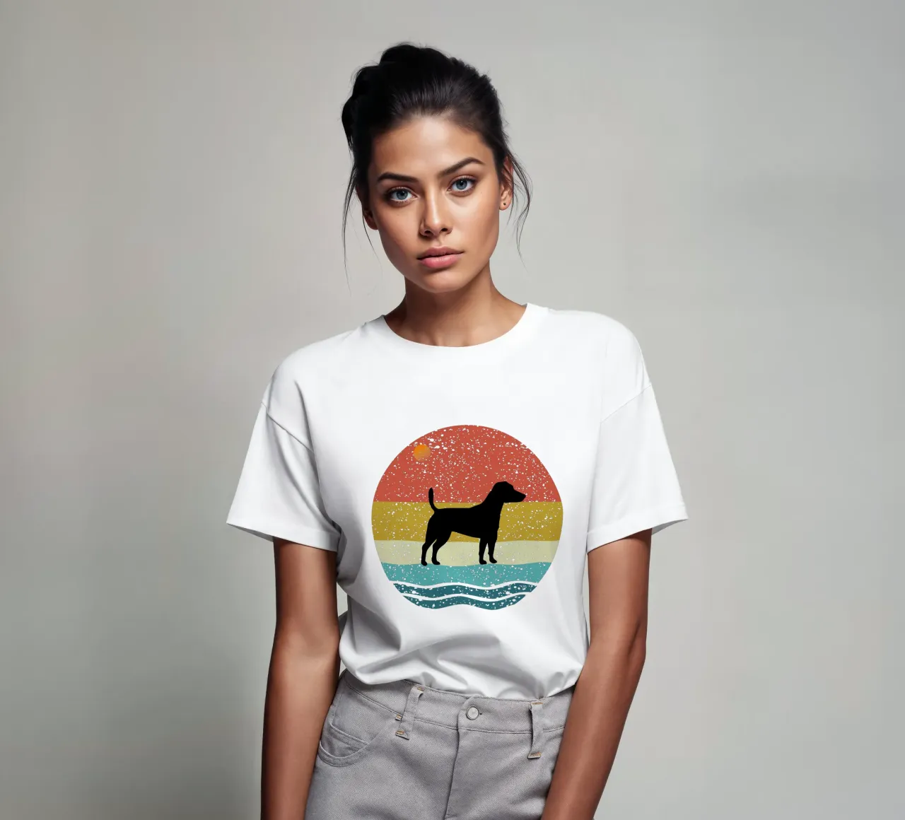 Jack Russell Shilouette retro design t-shirt da rivariahill