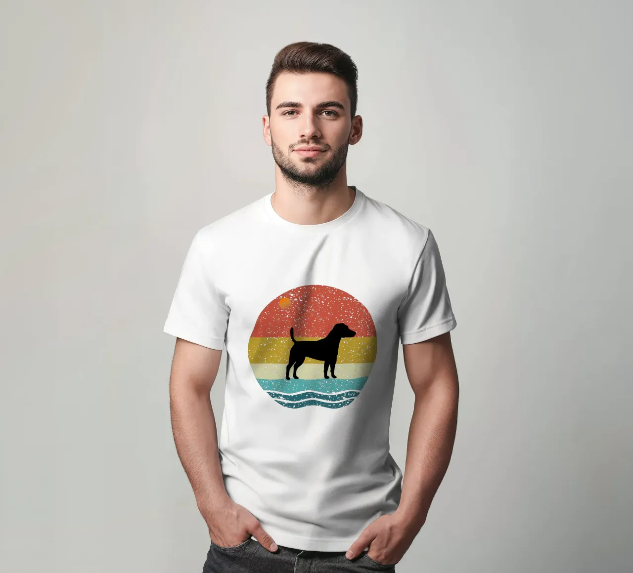 Jack Russell Shilouette retro design t-shirt da rivariahill