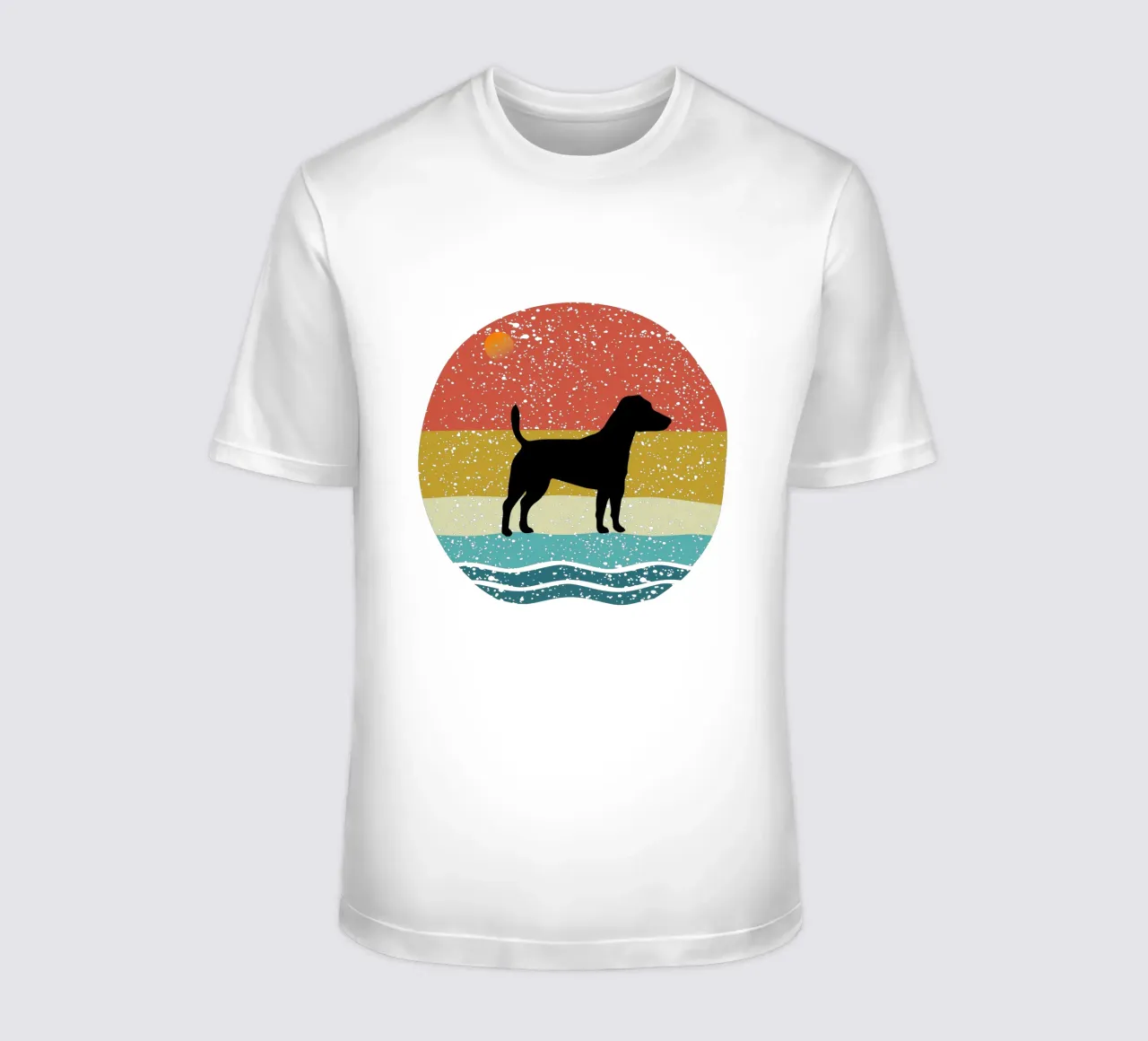 Jack Russell Shilouette retro design t-shirt da rivariahill