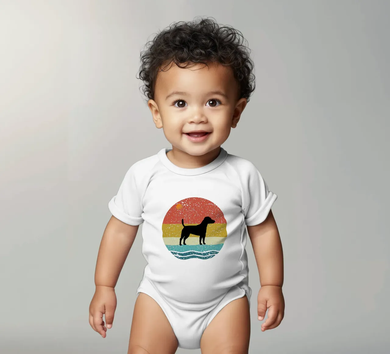 Jack Russell Shilouette retro design body neonato maniche corte da rivariahill