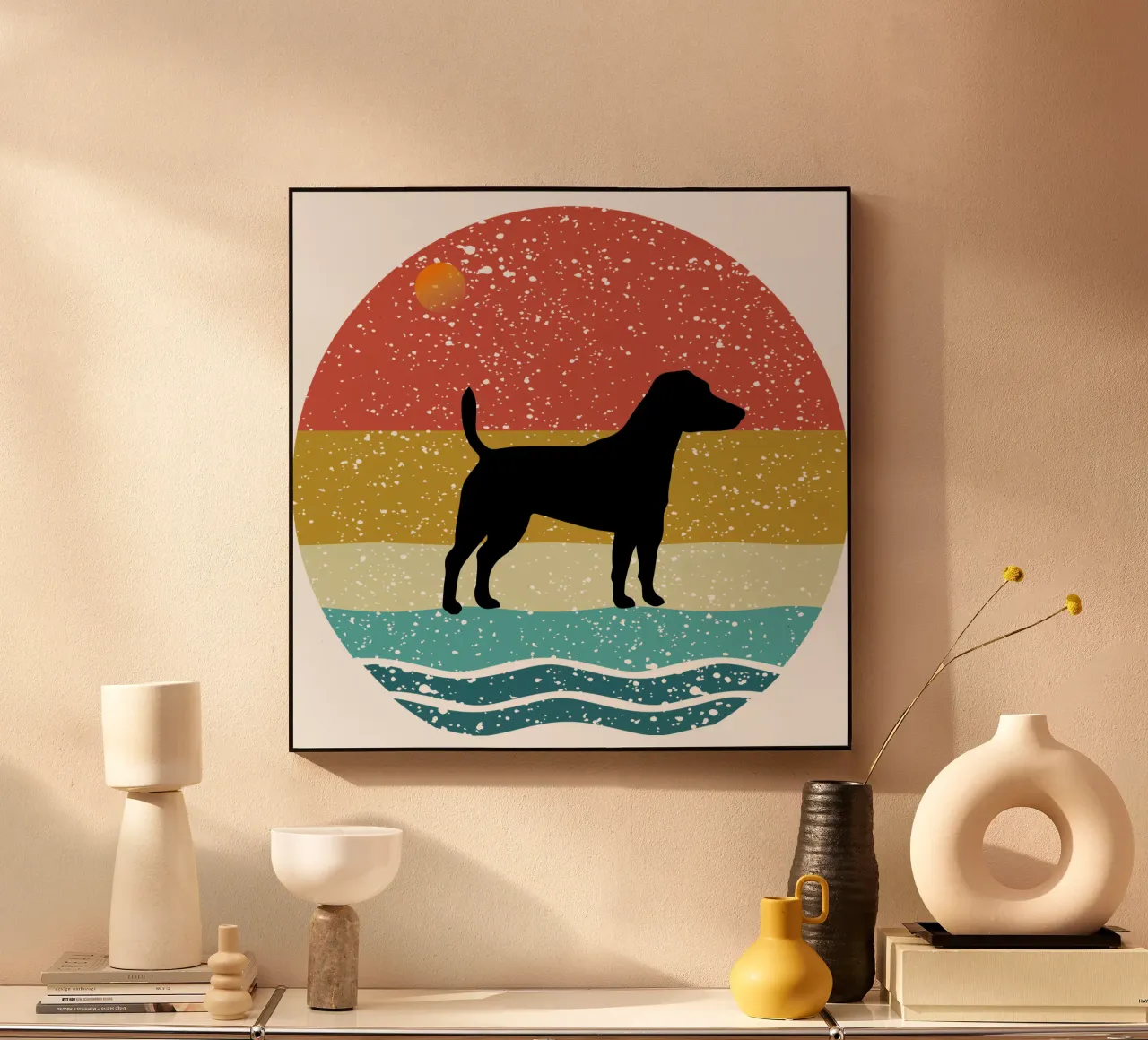 Jack Russell Shilouette retro design alluminio dibond da rivariahill