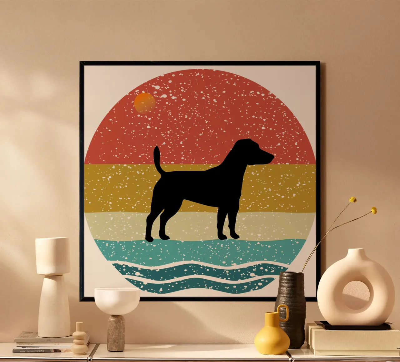 Jack Russell Shilouette retro design carta hahnemühle da rivariahill