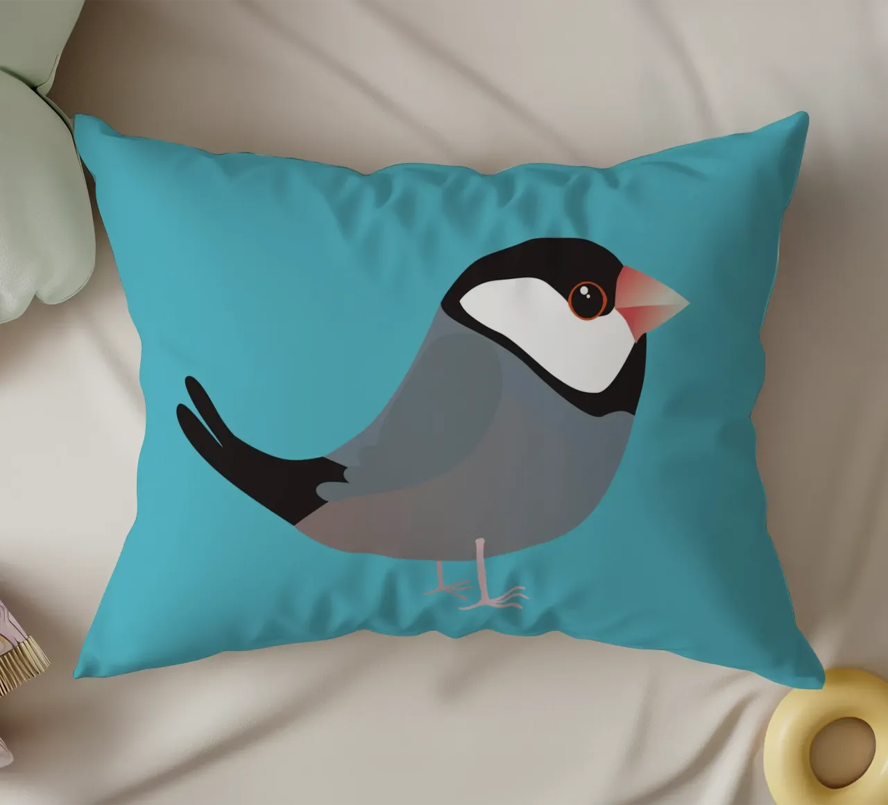 Cute java sparrow decorative cushion by BwiseLizzy
