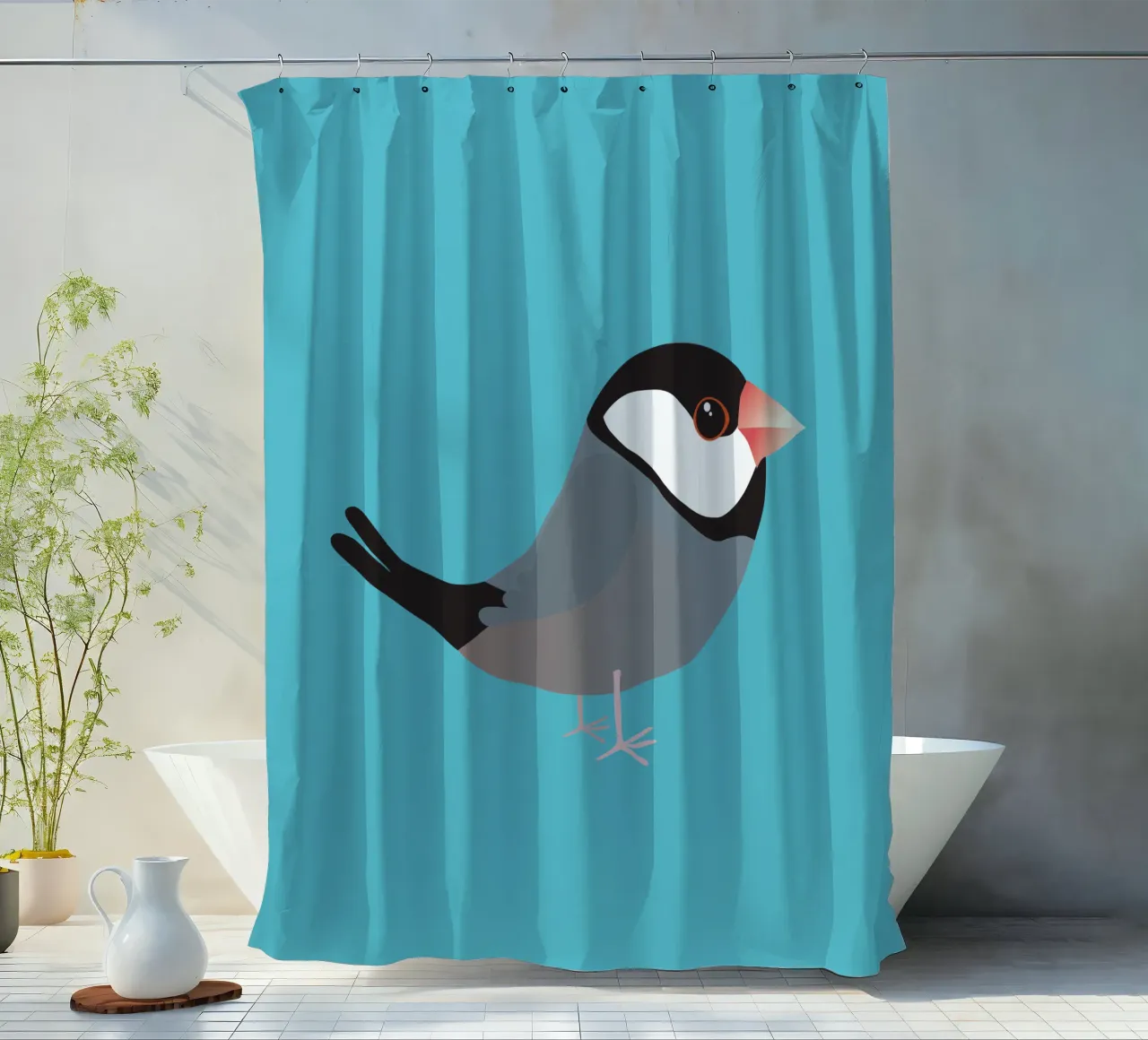 Cute java sparrow shower curtain by BwiseLizzy