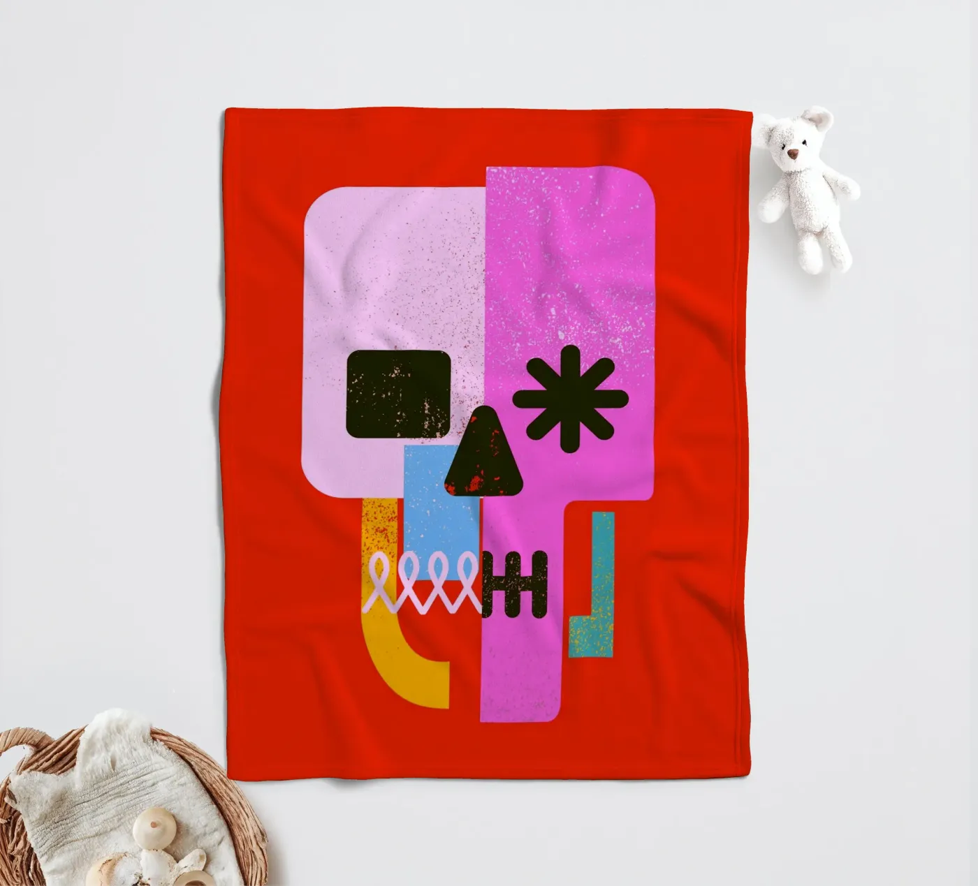 Encrypted Skull fleece blanket by Ali Gulec