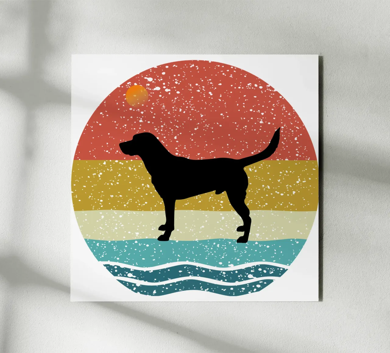 Labrador Retriever Shilouette design retrò alluminio dibond da rivariahill