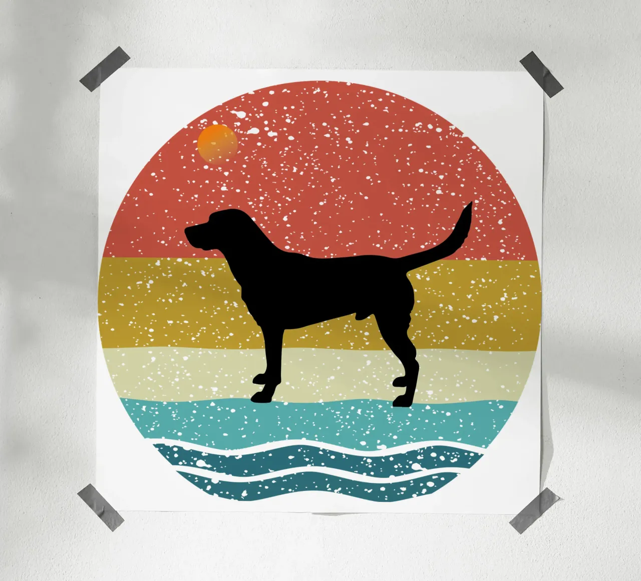 Labrador Retriever Shilouette design rétro poster de rivariahill