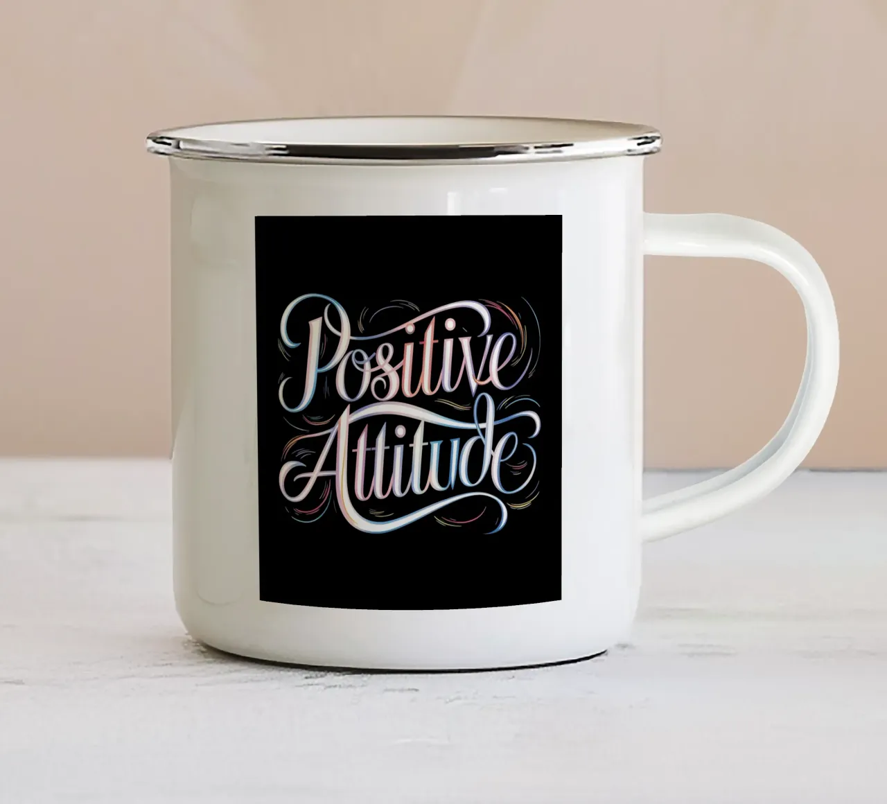 Vibrazioni positive tazza in smalto da inspirational quote