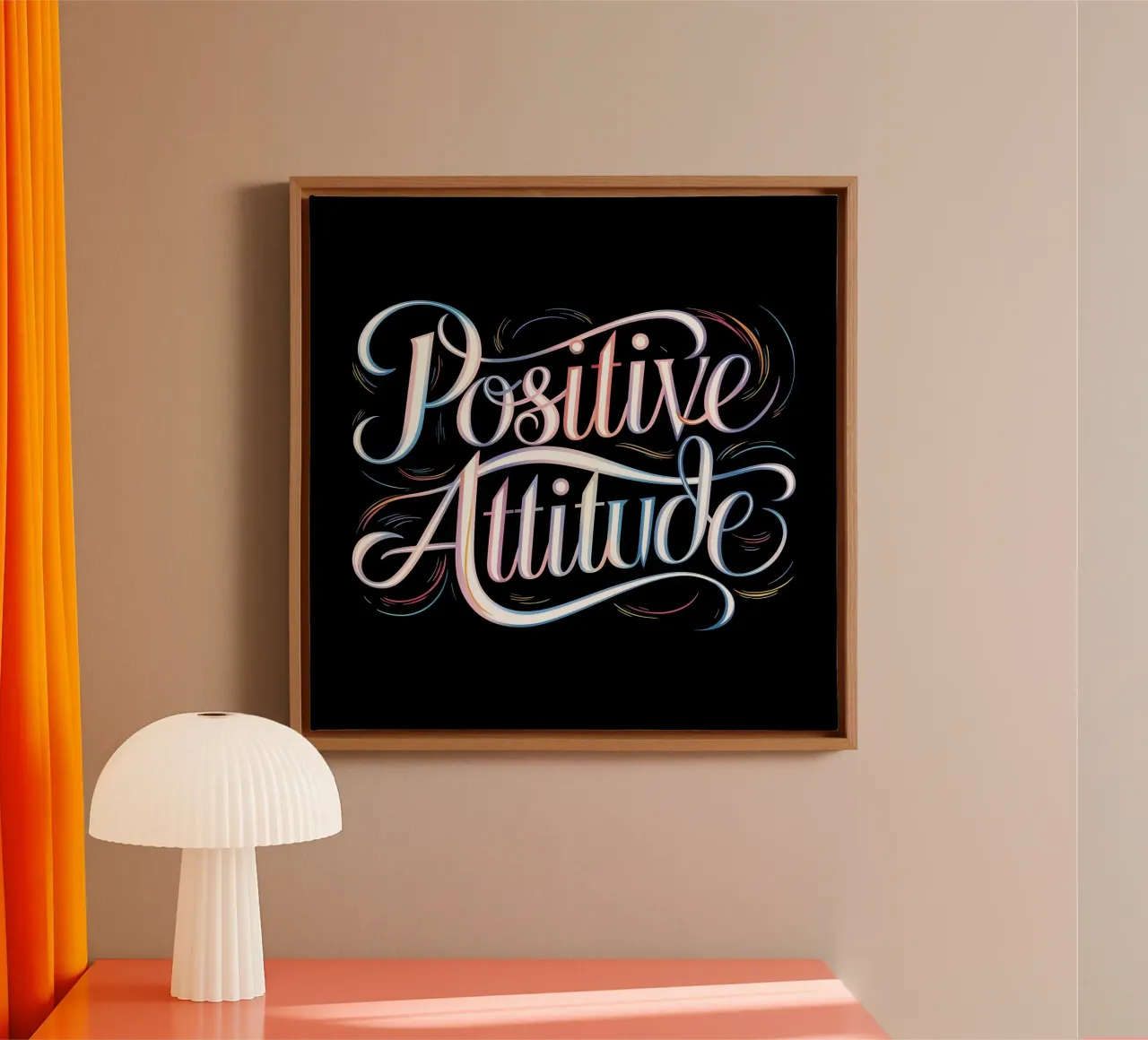 Positive Vibes canvas with Floater frame by inspirational quote