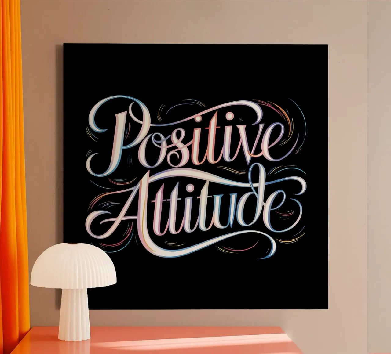 Positive Vibes canvas with Floater frame by inspirational quote
