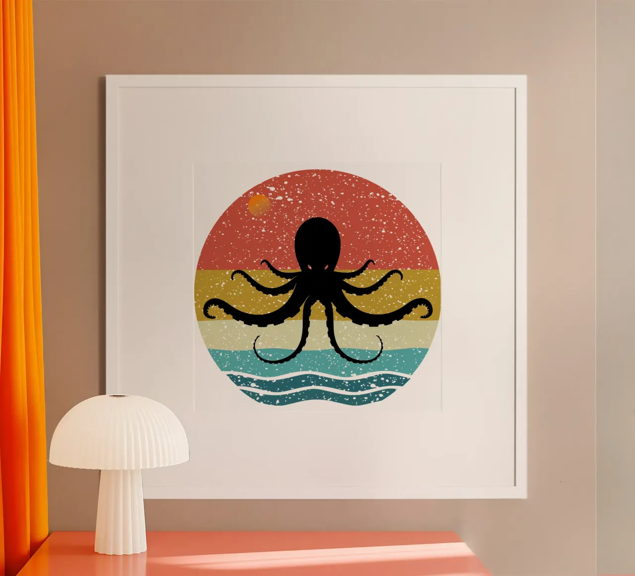 Polpo Shilouette Design retrò carta hahnemühle da rivariahill