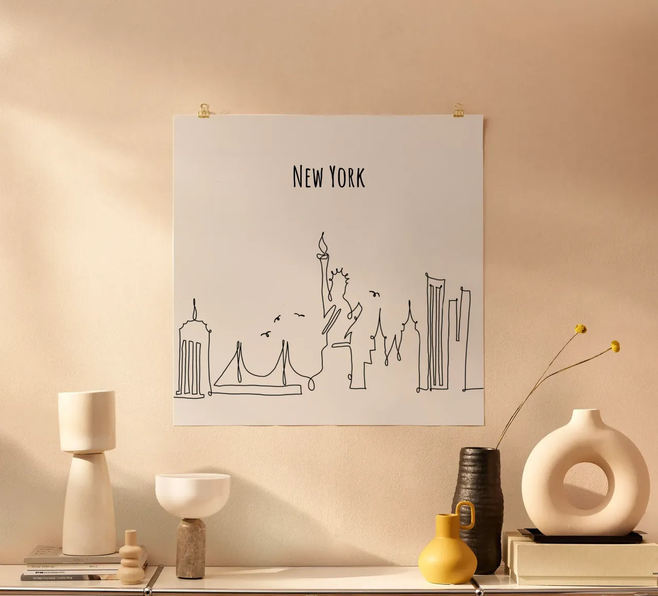 New York poster con telaio in legno da Sabrina Ziegenhorn